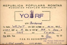 QSL radio card YO1(3)RF 1964 Bucharest Romania USSR George Craiu