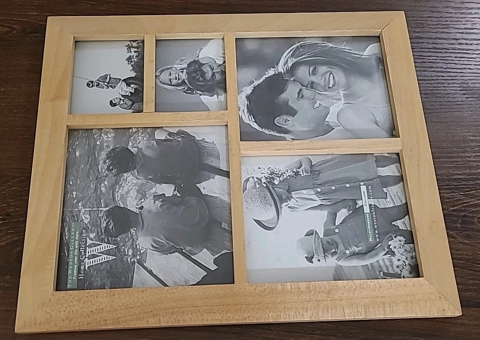 2Qty Collage Multi Picture Photo Natural Wood Frame 12" x 10" room for 5 photos - Image 2 of 4