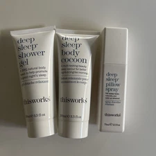 ThisWorks Deep Sleep Body Cocoon Lotion, Shower Gel 3.3 Oz SEALED +pillow Spray