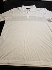 Travis Mathew Men's XL Polo Shirt White Chest Stripe Pima Cotton Blend Golf