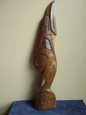 1st Nations, B.C., J. DAVID MARTIN Haida Yellow Cedar Wood Panel Carving. 1997