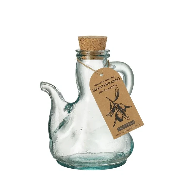 Stow Green Mediterraneo Catalan Oil Bottle - Glass OIL Dispenser w/ Cork Top
