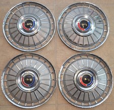 1962 Ford Galaxie Hubcaps Set Of 14 Redwhiteblue Center Emblem Wheel Covers