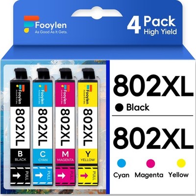 4 Pack Compatible With 802XL Ink Cartridge For Epson WorkForce Pro WF4730 WF4740
