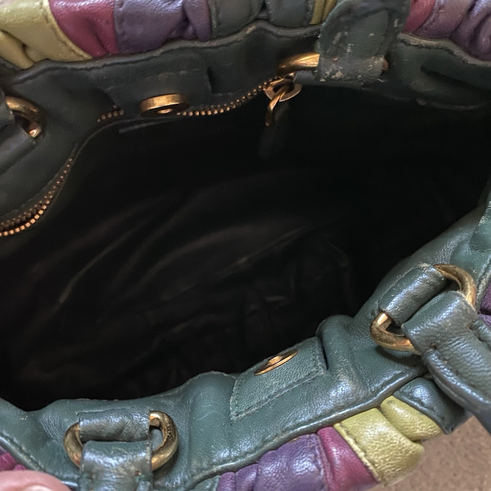 Rare Authentic Prada Fairy Multicolour Stripe Leather Bag image 9