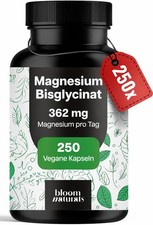 Magnesium Bisglycinat hochdosiert – 250 Kapseln – 362 mg pro Tag