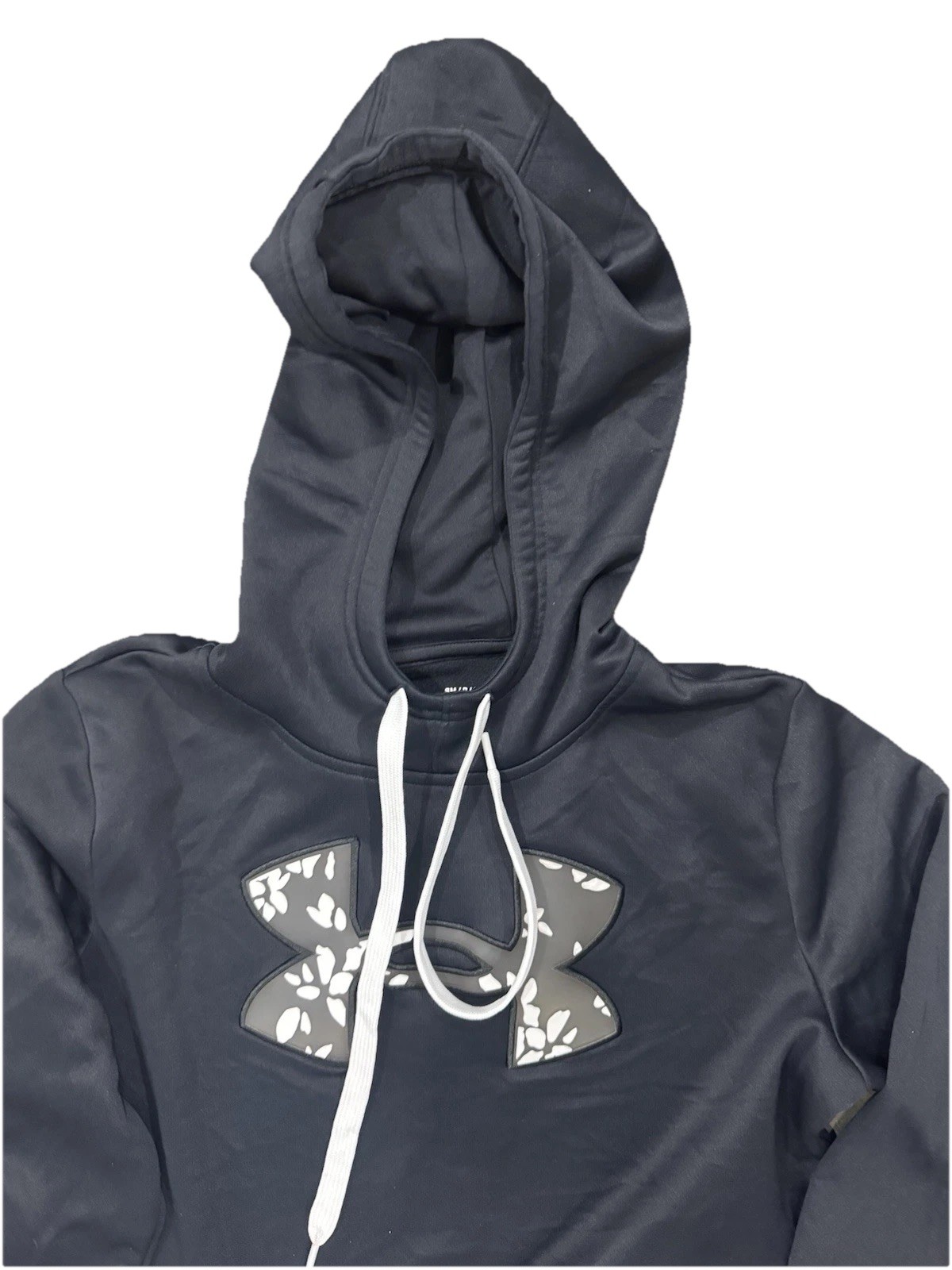 Under Armour Floral Logo Fleece Hoodie Sweatshirt In Black Size Small thumbnail 2
