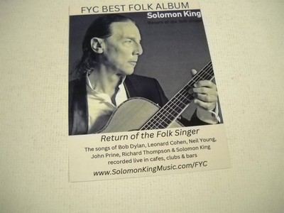 SOLOMON KING Return Of The Folk Singer FYC Best Folk LP 2024 promo trade advt