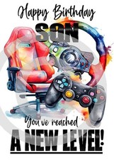 BRAND NEW DESIGN Happy Birthday Son A5 Gamer Birthday Card Son With Love Xbox PS