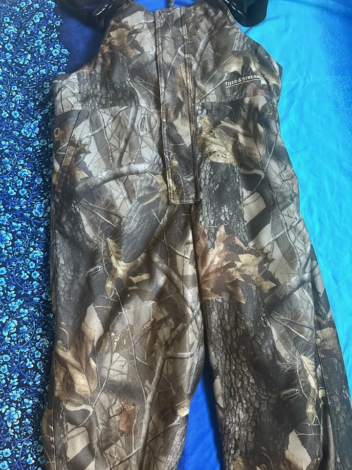 Field & Stream Camo Camouflage Overalls Bibs HydroProof Ultra Sz Youth XL - Image 2 of 4