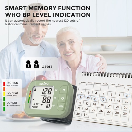 SEJOY Automatic Digital Wrist Blood Pressure Monitor Heart Rate Machine Monitor - Picture 44 of 57