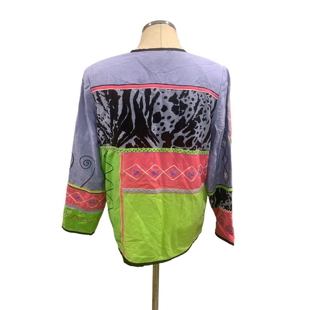 Small Petite Women's Oversize Patchwork Artsy Jac… - image 4