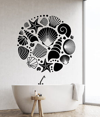 Vinyl Wall Decal Ocean Sea Seas Style Bathroom Decor Stickers 2065ig - Black And White Wall Decals Ocean