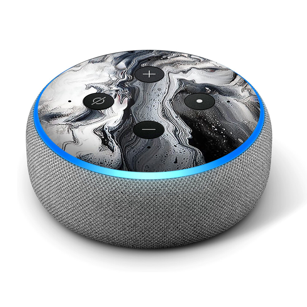 Autocollant Vinyle Pour Amazon Echo Dot 3ème Génération - Motif Marbre Tourbillon Noir Et Blanc, Marque Itsaskin