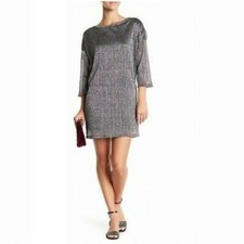Free Press Woman S Metallic Silver Shirt Dress