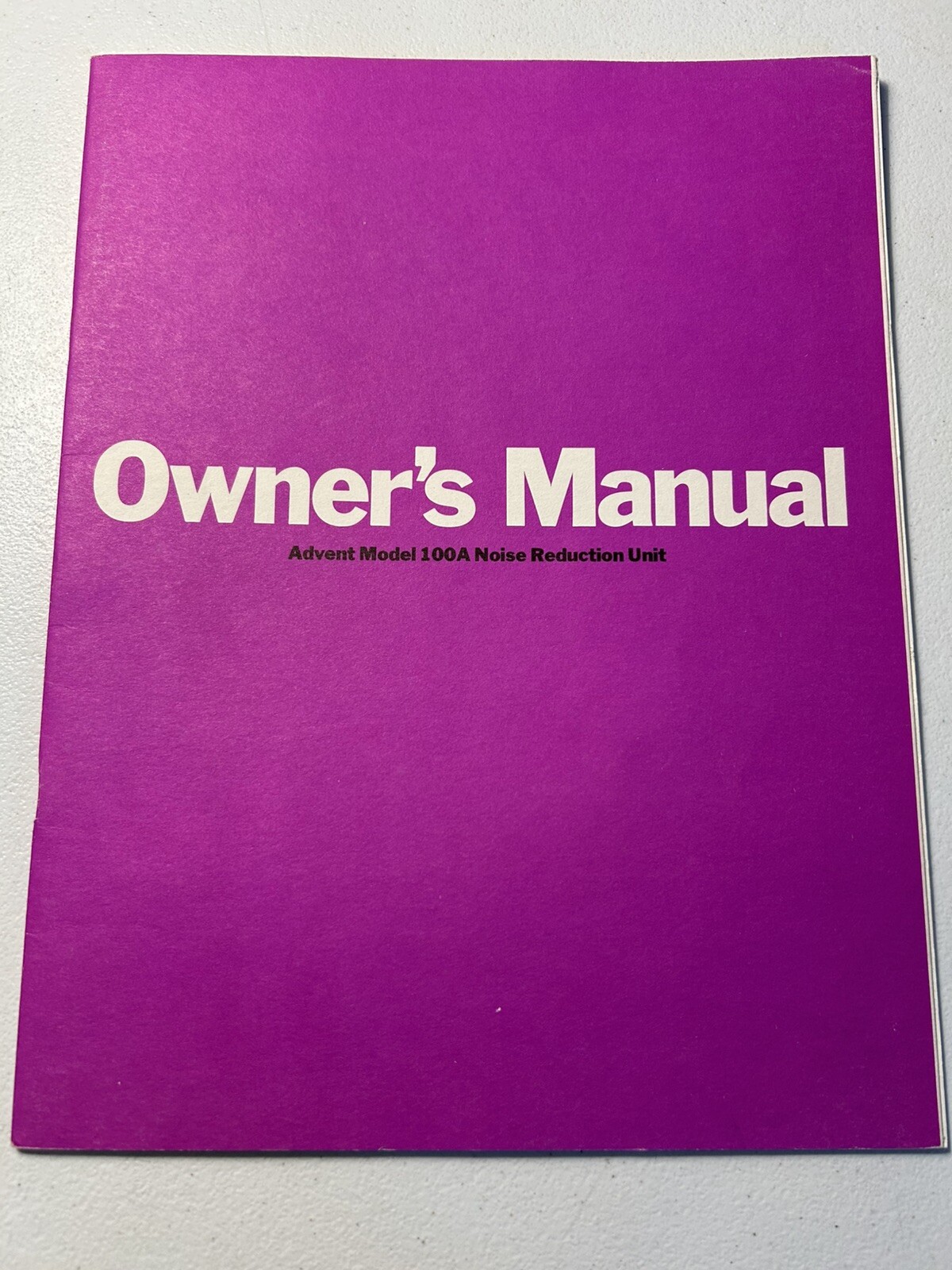 Advent Model 100A Noise Reduction Unit Owner's Manual Original OEM Vintage