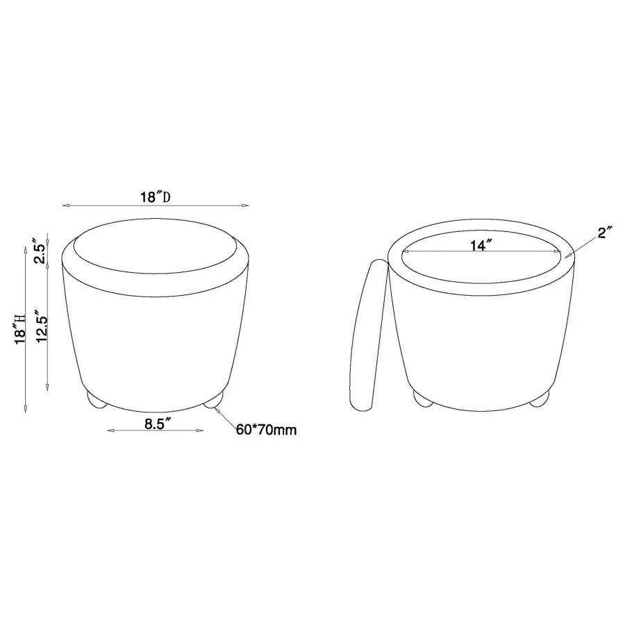 Valia Faux Sheepskin Upholstered Round Storage Ottoman Black - Image 4 of 4