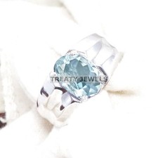 Aquamarine Oval Cut Gemstone With 925 Sterling Silver Ring For Men's A790