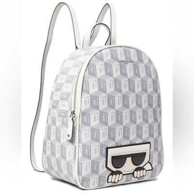 Karl Lagerfeld Paris White/Grey Adele Backpack Women s