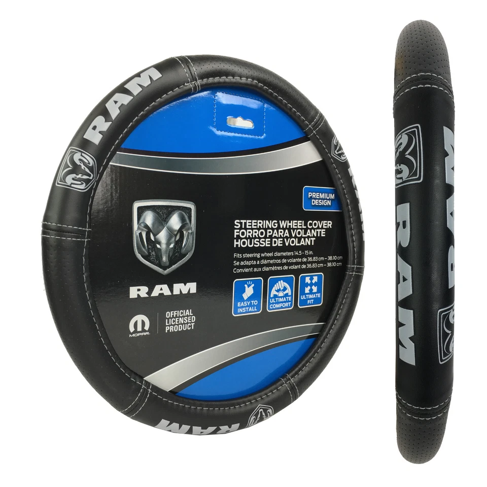 New Dodge Ram Premium Sideless Front Seat Covers & Steering Wheel Cover Set Foto 3 de 4