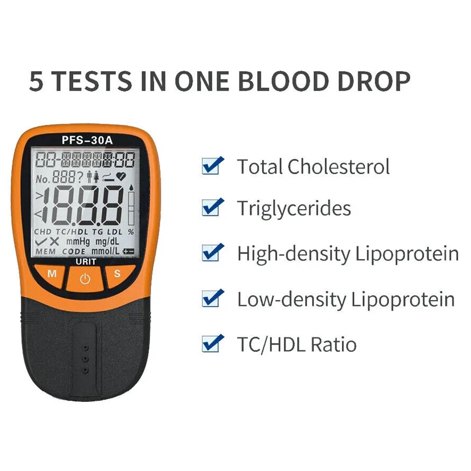 URIT 5 In1 Blood Lipid Meter Analyzer Cholesterol Triglycerid 20pcs Strips lswq - Image 3 of 4