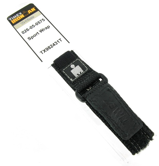 1216mm Timex Iron Man Sport Wrap Strap Black Nylon Velcro Watch Band