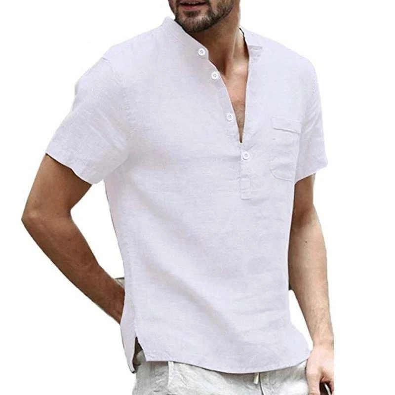 Camisas de lino hombre manga 2025 corta