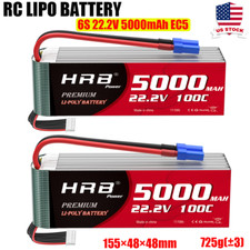 2xHRB 6S 22.2V 5000mah Lipo Battery 100C EC5 Plug for RC Helicopter Boat Truck