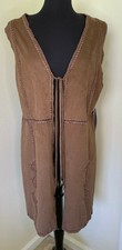Nygard Missy Front Tie Long Brown Sleeveless Cardigan, Size L, Nwt