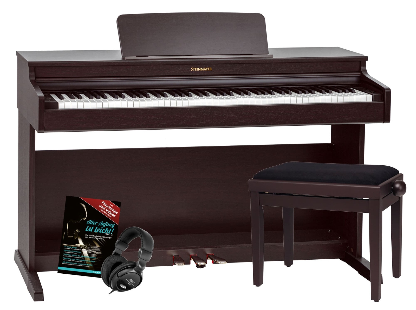 Pianoforte Digitale 88 Tasti Pesati USB Bluetooth MIDI Panca Cuffie Palissandro