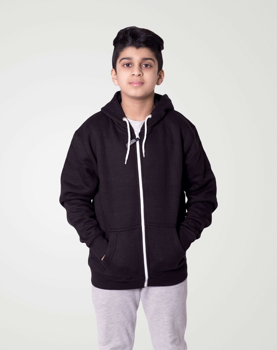 Fleece Hoodie Kids Hooded Unisex Kids Plain Fleece Zip Up Hooded