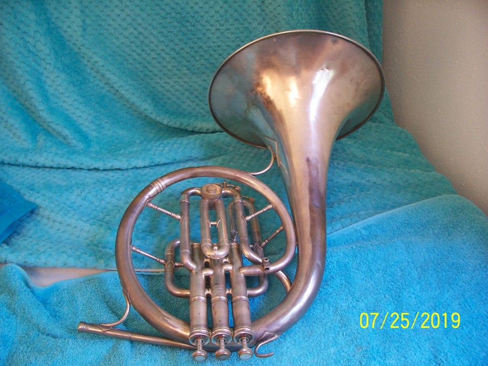 HN White King Mellophone Silver with case & mouthpiece Eb F good used