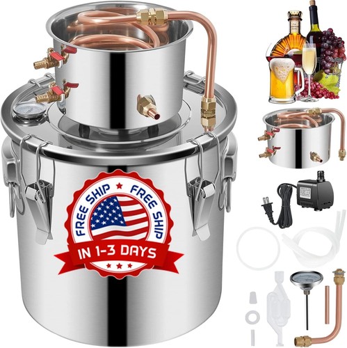 Destilador de alcohol de acero inoxidable de 5 galones, 19 L tubo de cobre.neuvo