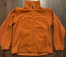 Girl's Columbia Orange Fleece Jacket Size L Coat Youth Size Large 14/16 Teens