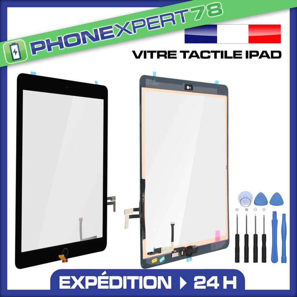 SANS MARQUE VITRE TACTILE COMPLETE ECRAN IPAD 2/3/4/5/6/7/8/AIR/MINI NOIR BLANC + ADHÉSIF
