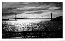 San Francisco California CA Golden Gate Bridge Black White Cloudy Postcard