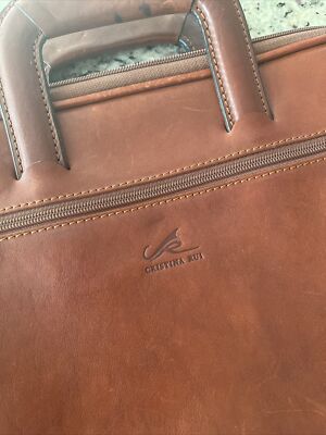 Cristina Rui Brown Leather Italy Handbag Briefcase Suitcase With