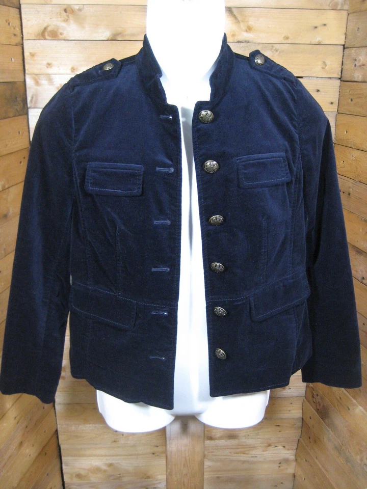 Chaqueta Talbots Mujer Talla 2 Terciopelo Blazer Azul Marino Militar Academia Mediana Foto 2 de 4