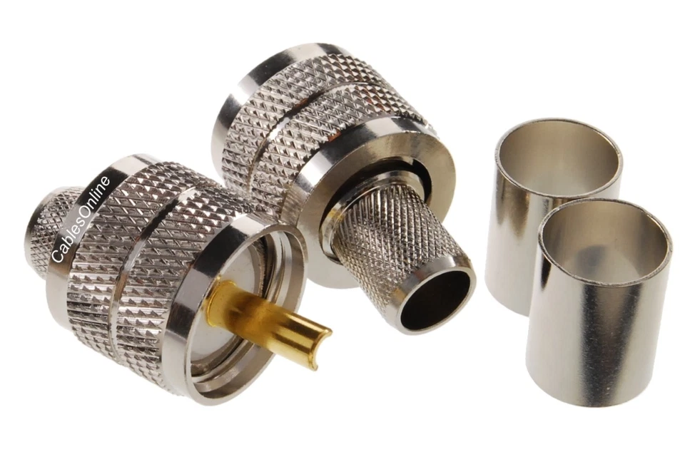 10-Pack, UHF PL-259 Male Crimp Type RF Connectors for RG8/RG213/LMR400 Coax Wire - Image 2 of 3