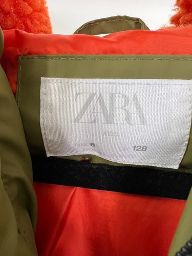 Zara Parka Jacket Green Girls Size 8 Hooded Long Sleeve Pockets Lined Full-Zip - Picture 7 of 10