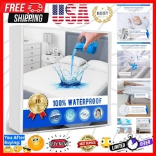 Full Size Mattress Protector Waterproof Mattress Topper Pad Cover Super Noise...