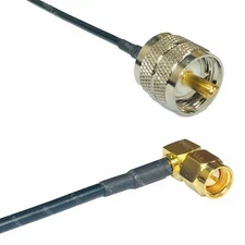 USA-CA LMR100 PL259 UHF MALE to SMA MALE ANGLE Coaxial RF Pigtail Cable