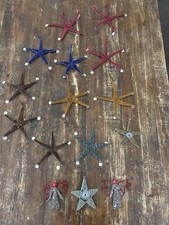 Hand Crafted Metal wire Multi Color Beaded Stars  Angel Xmas Ornaments