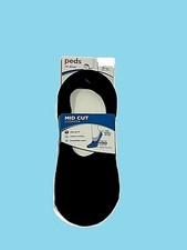 PEDS Black MID CUT Cushion NO SHOW SOCKS Womens Shoe Size 5-10 or 8-12 NWT