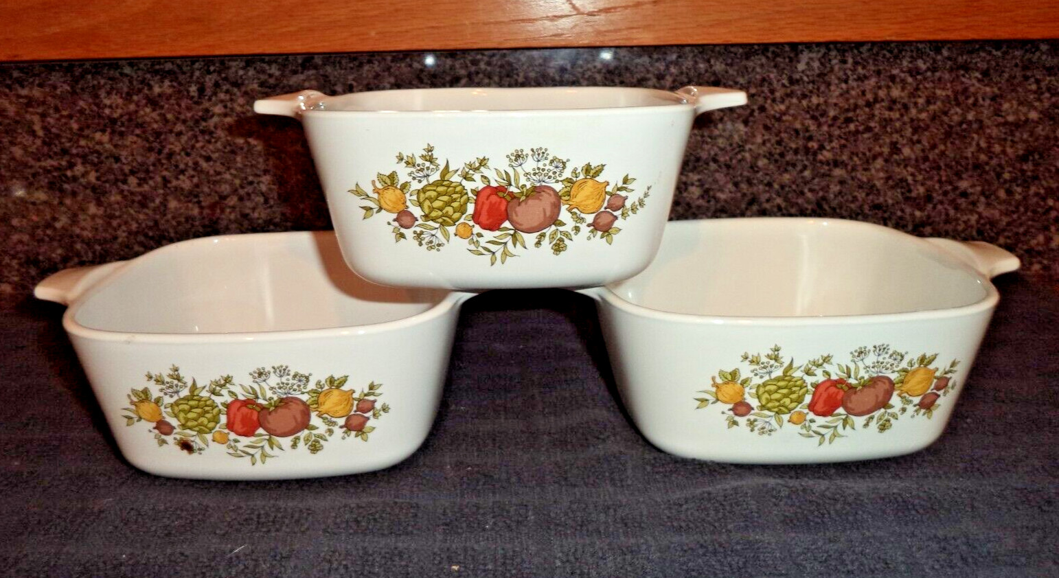 Corning Ware Spice of Life 2 3/4 Cup Petite Casserole Dishes P-43-B, Set of 3!