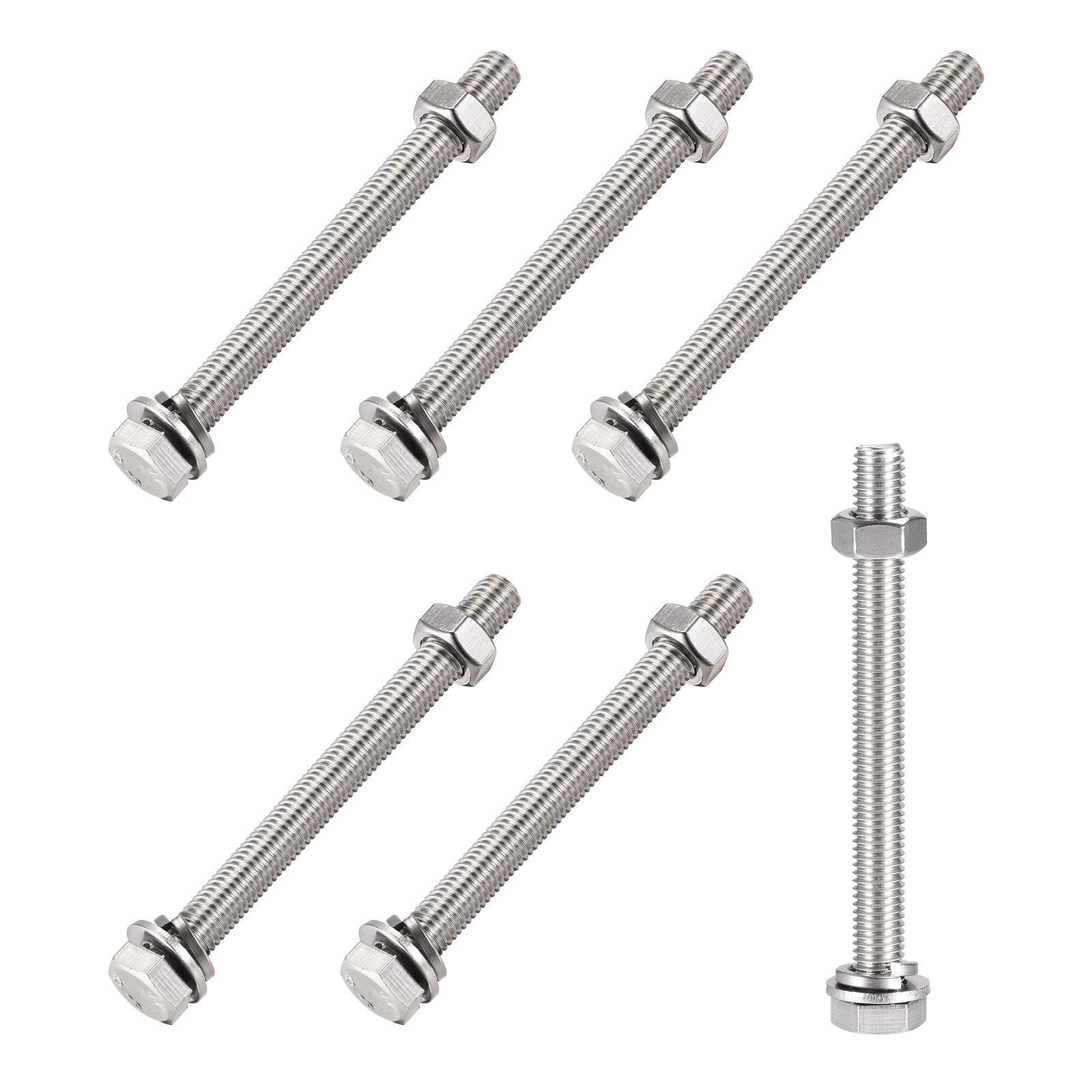 M10x110mm Hex Head Screw, Nut, Washer Kit - 6 Sets