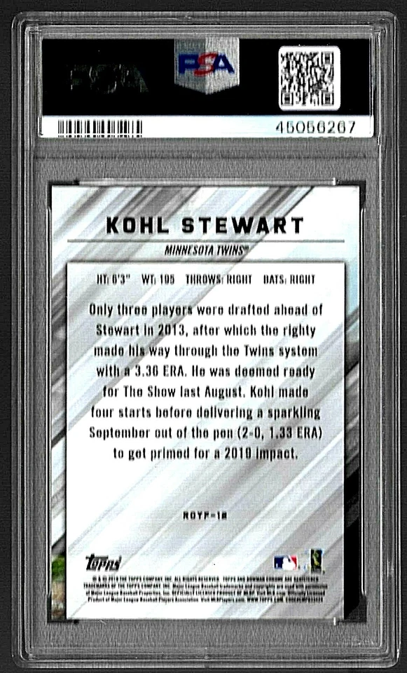 Bowman Mega Box Baseball 2019 #Roy12 Kohl Stewart RC PSA 10 Pop 1 cromo 46/99 Foto 4 de 4
