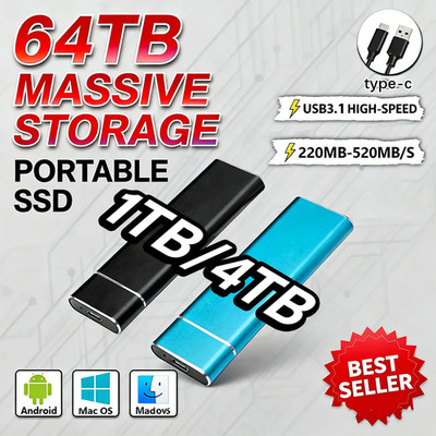 High Speed Solid 1TB/2TB/4TB/20TB/30TB/64TB State Drive External Hard Drive SSD