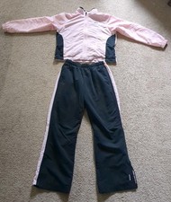 Vtg 90s Reebok Tracksuit Women Pink Black Full Zip Track Windbreaker MEDIUM