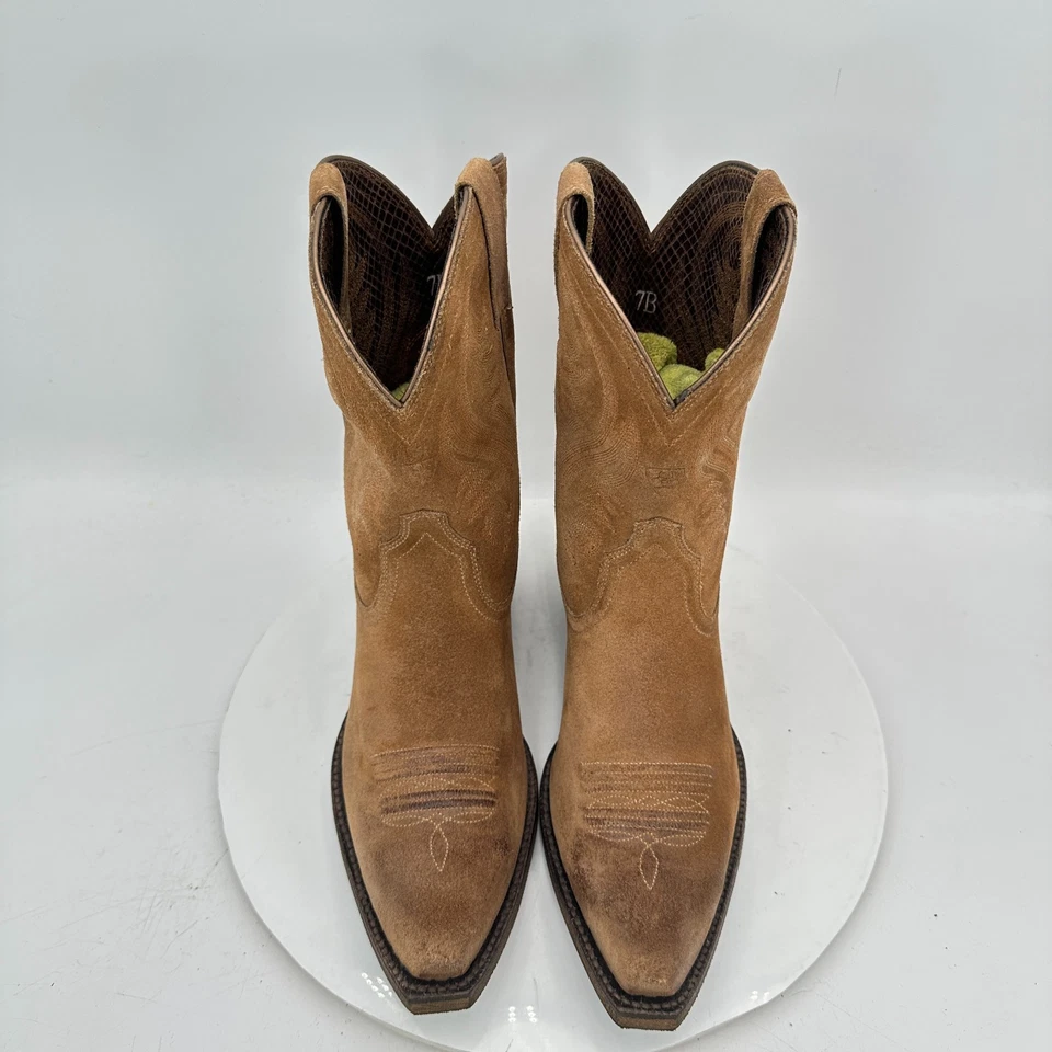 Ariat Women Size 7B Brown Suede Pointed Toe Pull On Western Cowboy Boot - Image 3 of 4